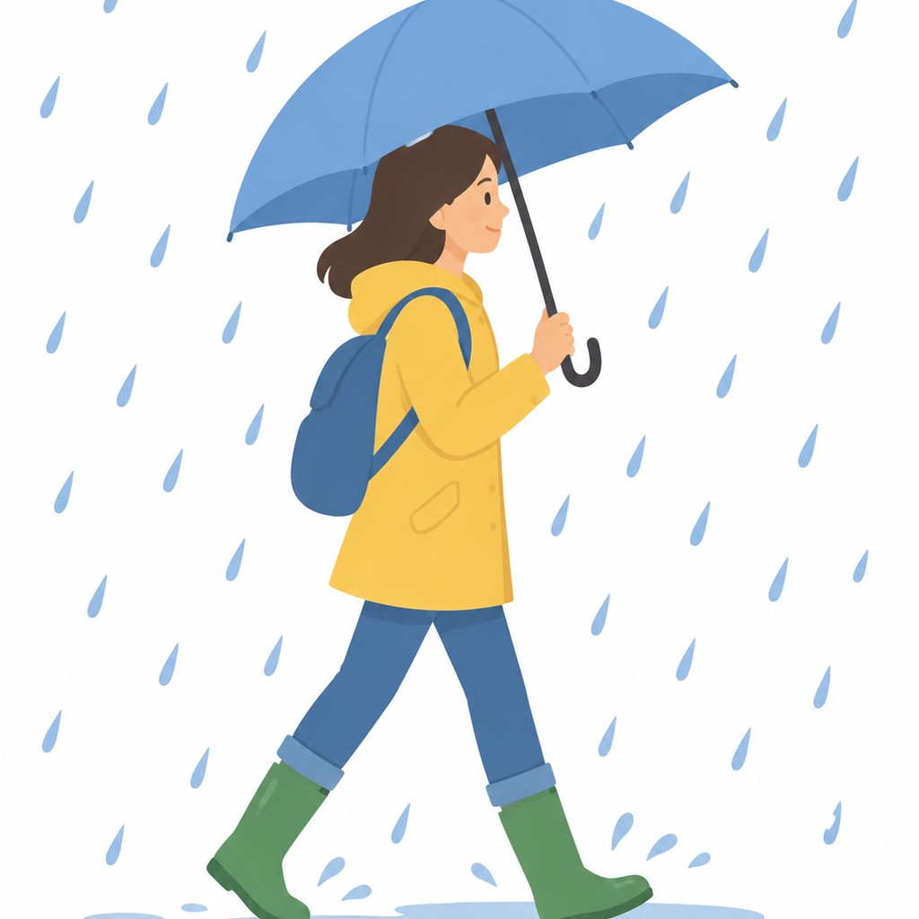 外边在下雨。
