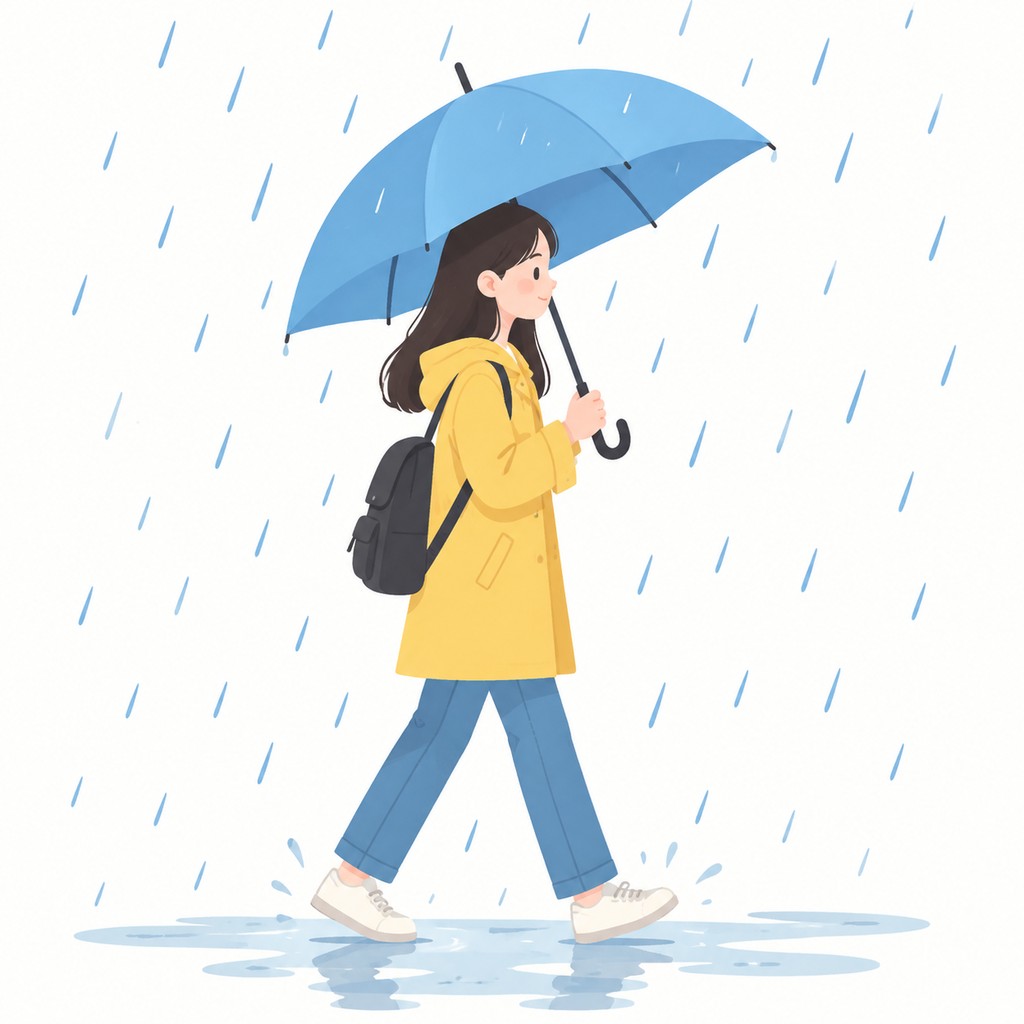 外边在下雨。