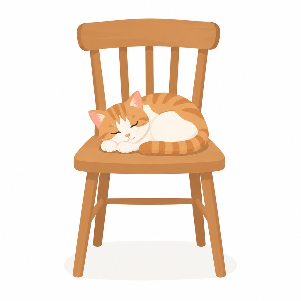 一只小猫在椅子上睡觉