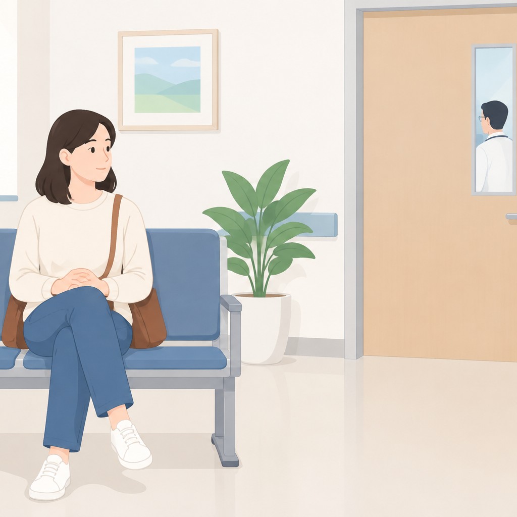 一位女士在医院看病